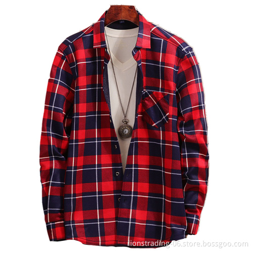 Wholesale Cheap Winter Men's Custom Plaid Cotton Shirts